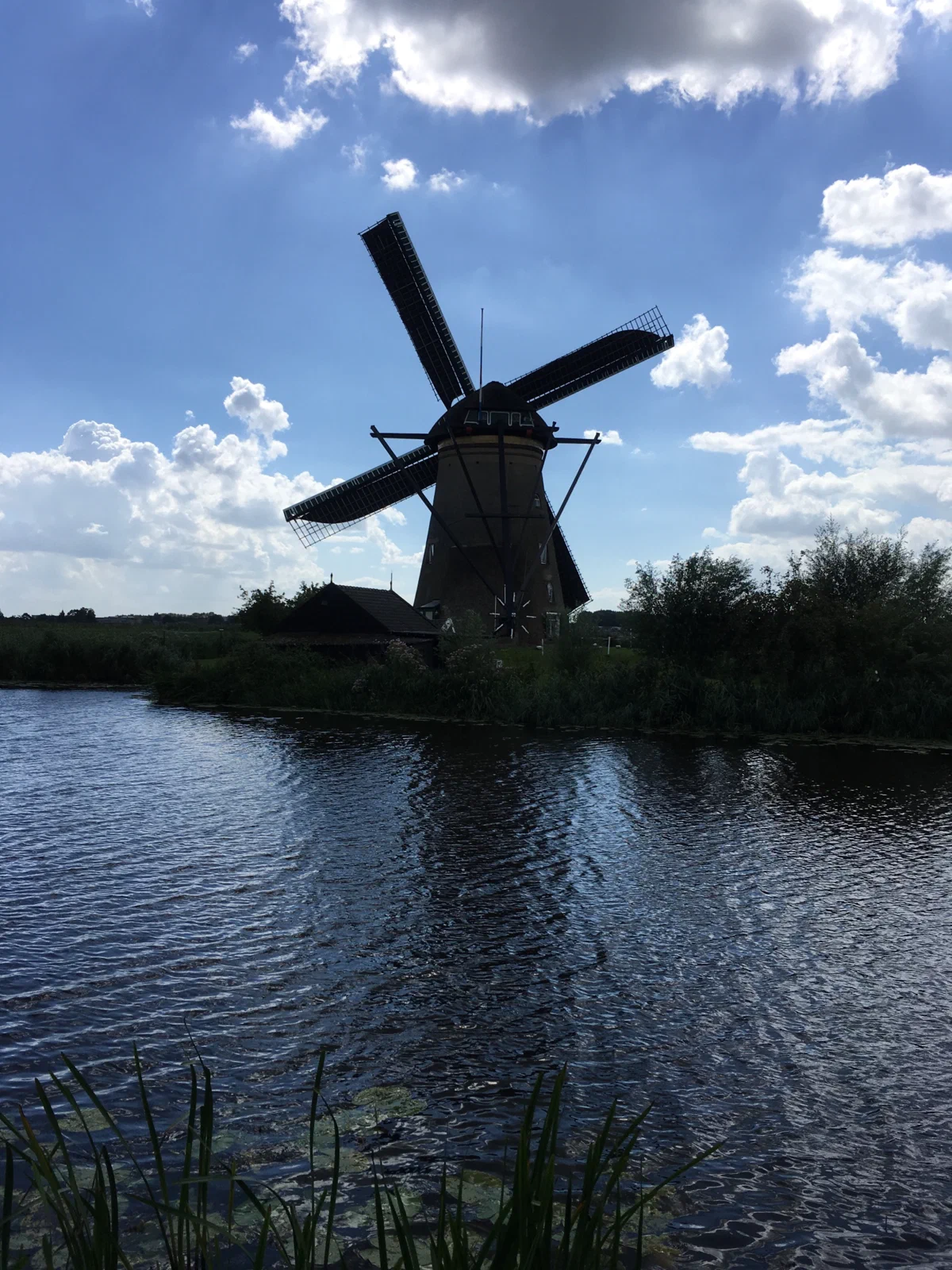 Windmill and Canal at Kinderdijk
